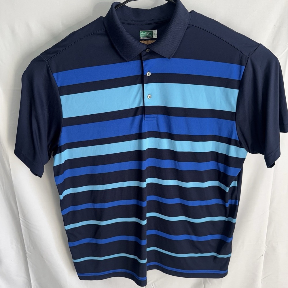 Ben‎ Hogan Performance Blue Striped Short Sleeve Golf Polo Shirt Size 2XL